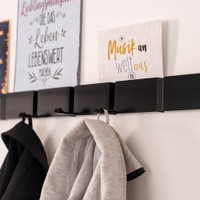 HOME DELUXE Garderobenleiste HOOK inkl, Haken und Magneten - Schwarz 8 x Haken