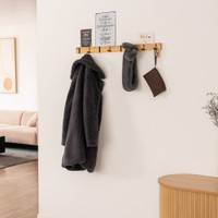 HOME DELUXE Garderobenleiste HOOK inkl, Haken und Magneten - Bambus 8 x Haken