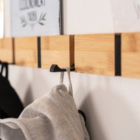 HOME DELUXE Garderobenleiste HOOK inkl, Haken und Magneten - Bambus 8 x Haken
