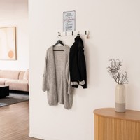 HOME DELUXE Garderobenleiste HOOK inkl, Haken und Magneten - Weiß 5 x Haken