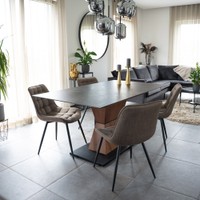 HOME DELUXE Polsterstuhl Esszimmer 6er Set IKALO – Grau / Braun