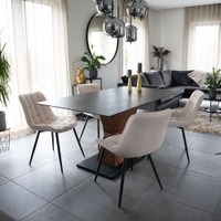 HOME DELUXE Polsterstuhl Esszimmer 6er Set IKALO – Creme