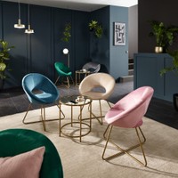 HOME DELUXE Samtstuhl SELESA mit Beistelltisch - Blau