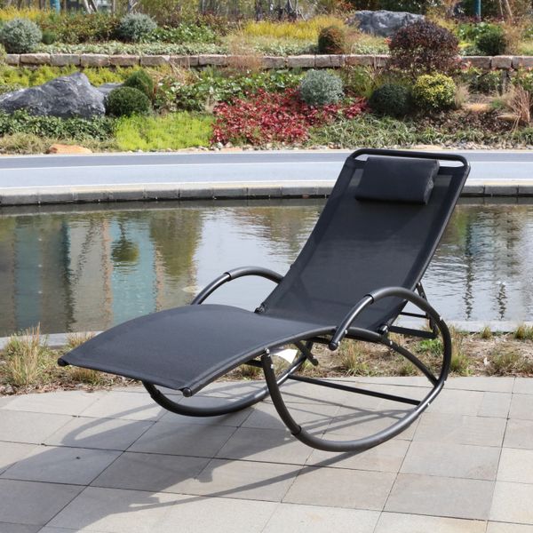 Garten-Schwungliege mit 4-fach Verstellung, ca. 177-143 x 63 x 64-106 cm – Schwarz
