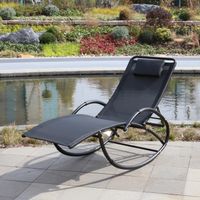 Garten-Schwungliege mit 4-fach Verstellung, ca. 177-143 x 63 x 64-106 cm – Schwarz