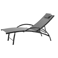Garten-Sonnenliege mit 4 Positionen und Kissen, ca. 179-162 x 68 x 48-86 cm – Grau