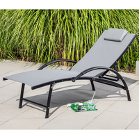 Garten-Sonnenliege mit 4 Positionen und Kissen, ca. 179-162 x 68 x 48-86 cm – Grau