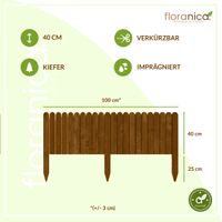 Floranica Rollborder Flexibler Holzzaun 100 x 40 cm Anthrazit Beeteinfassung Gartenzaun