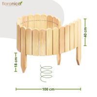 Beeteinfassung 40 x 100 cm Natur Flexibler Holzzaun Rasenkante