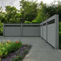WPC-Sichtschutzzaun Valla - mit Design 5x Element + 6x Pfosten - Dunkelgrau
