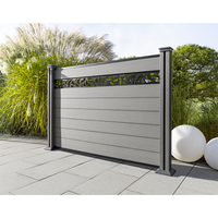 WPC-Sichtschutzzaun Valla - mit Design 1x Element + 2x Pfosten - Grau