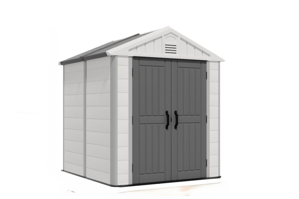 Kunststoff Gerätehaus "Hanoi", ca. 224 x 222 x 250 cm -  Weiß/Grau