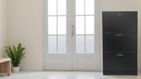 LuxeFit Schuhschrank mit 3 Türen, ca. 60 x 30 x 114,5 cm – Schwarz