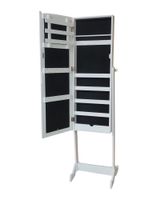LuxeMirror Schmuckschrank mit Spiegel, ca. 35 x 30 x 144 cm – Weiß