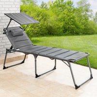 Komfort-Sonnenliege inkl. Kissen gepolstert aus Aluminium, ca. 193 x 67 x 32 cm - Anthrazit