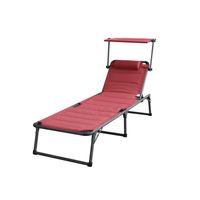 Komfort-Sonnenliege inkl. Kissen gepolstert aus Aluminium, ca. 193 x 67 x 32 cm - Rot