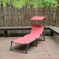Komfort-Sonnenliege inkl. Kissen gepolstert aus Aluminium, ca. 193 x 67 x 32 cm - Rot