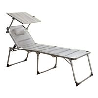 XL-Komfort-Sonnenliege inkl. Kissen gepolstert aus Aluminium, ca. 193 x 67 x 32 cm - Grau