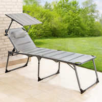 Komfort-Sonnenliege inkl. Kissen gepolstert aus Aluminium, ca. 193 x 67 x 32 cm - Grau
