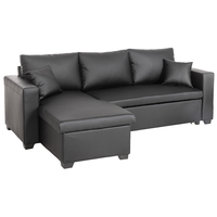 Ecksofa mit Stauraum & Schlaffunktion, ca. 223 x 146 x 88 cm - Schwarz