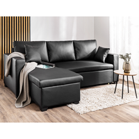Ecksofa mit Stauraum & Schlaffunktion, ca. 223 x 146 x 88 cm - Schwarz