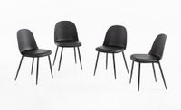  4er Stuhl Set mit Kissen und Metall Beinen - Schwarz