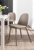  4er Stuhl Set mit Kissen und Metall Beinen - Braun