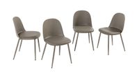  4er Stuhl Set mit Kissen und Metall Beinen - Braun