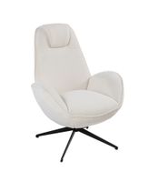 Drehsessel in weißem Teddy Stoff, ca. 85 x 85 x 102,5 cm - Weiß