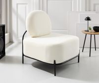 Einsitzer Sofa mit Stahlrahmen in weißem Chenille-Stoff, ca. 76 x 67 x 79 cm - Weiß