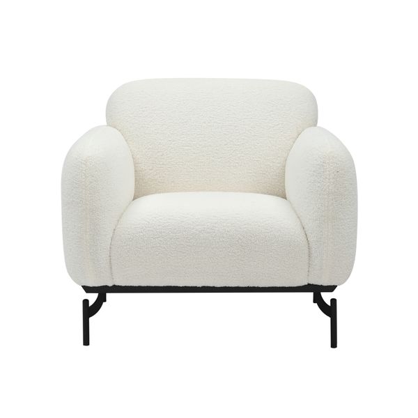 Einsitzer Sofa mit Rückenlehne und Armlehne sowie Stahlrahmen, ca. 78 x 88 x 79 cm - Weiß Teddy Bär