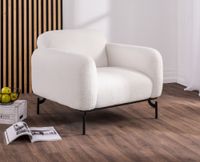 Einsitzer Sofa mit Rückenlehne und Armlehne sowie Stahlrahmen, ca. 78 x 88 x 79 cm - Weiß Teddy Bär 