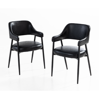 2er Set Esstischstühle in matter Lederoptik, ca. 53,5 x 55 x 85 cm - Schwarz