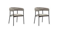 2er Set Esstischstühle mit Teddy-Stoff , ca. 57 x 58,5 x 74,5 cm - Hellgrau