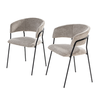 2er Set Esstischstühle mit Teddy-Stoff , ca. 57 x 58,5 x 74,5 cm - Hellgrau