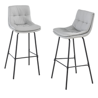 2er-Set Gepolsterter Barstuhl mit Rückenlehne, ca. 55 x 45 x 106,5 cm - Grau