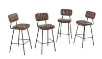 4er Set Barhocker/Barstuhl mit gepolsterten Sitz und Rückenlehne, ca. 45 x 50 x 108 cm- Braun