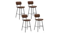 4er Set Barhocker/Barstuhl mit gepolsterten Sitz und Rückenlehne, ca. 45 x 50 x 108 cm- Braun
