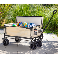 Bollerwagen mit robustem Stahlrahmen, ca. 90 x 60 x 107 cm – Beige/Schwarz