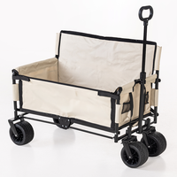 Bollerwagen mit robustem Stahlrahmen, ca. 90 x 60 x 107 cm – Beige/Schwarz