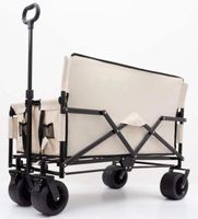 Bollerwagen mit robustem Stahlrahmen, ca. 90 x 60 x 107 cm – Beige/Schwarz