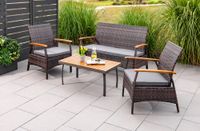 7-tlg. Gartenmöbelset aus Rattan - Dunkelgrau
