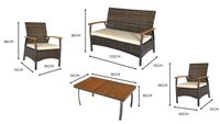 7-tlg. Gartenmöbelset aus Rattan - Khaki