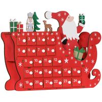 HOMCOM Adventskalender Weihnachtsdekoration 24 Schubladen Fächer MDF Rot