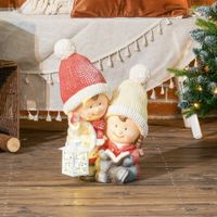 HOMCOM Weihnachtsdeko Figur 45 cm Weihnachtswichtel mit Buch und Laterne