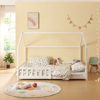 Hausbett Hesel mit Matratze und Rausfallschutz 120x200cm Weiß