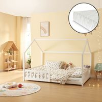 Hausbett Hesel mit Matratze und Rausfallschutz 120x200cm Weiß