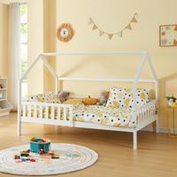 Hausbett mit Rausfallschutz Ydre 120x200 cm Weiß Kiefernholz
