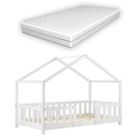 Kinderbett Treviolo 80x160 cm mit Lattenrost und Gitter Weiß