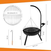 Feuerschale mit Schwenkgrill, Holzkohlegrill mit Kurbel und höhenverstellbarem Grillgitter